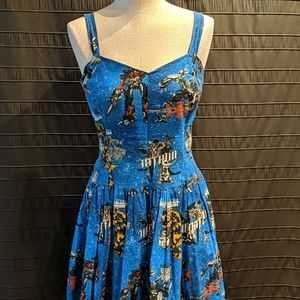 Vintage Handmade Transformers Pinup Midi Dress